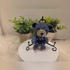 Blue Crystal Teddy Bear Charm NWOT